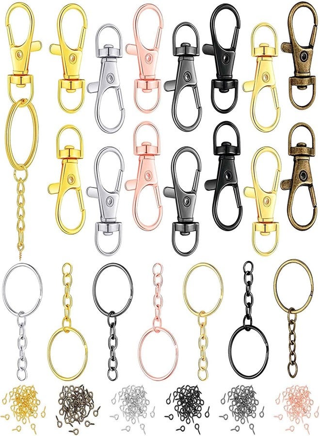DIY Crafts (40 Pcs, 35mm Nickel Silver) Swivel Snap Hooks with Keychain Rings Set Includes Swivel Snap Clasps in Choice Colors & Keychain Rings with Open Jump Rings in Colors and Screw Eye Pins - Image 1